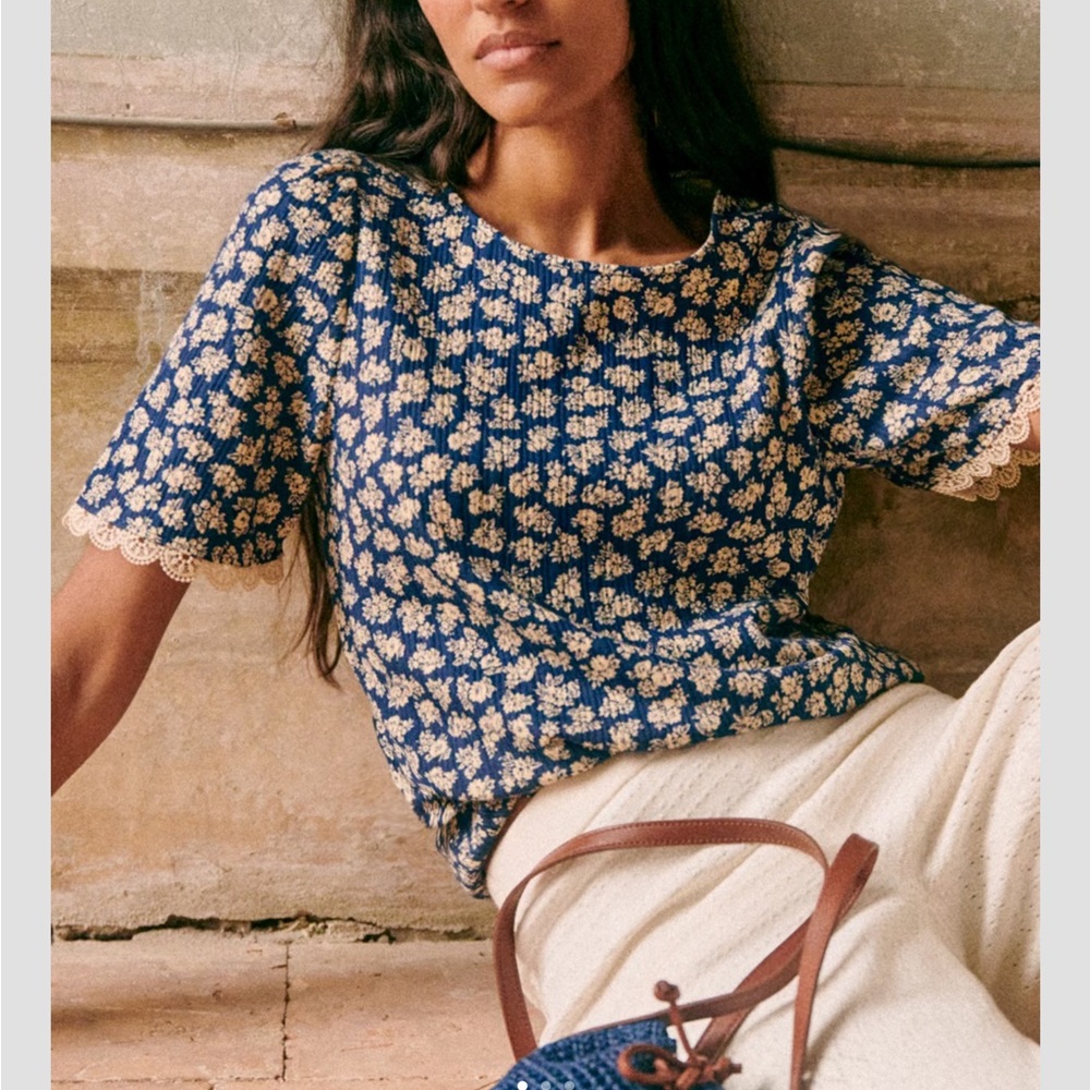 Sezane Cléa Shirt Cara Blue Print - Size XS